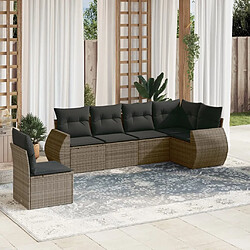 Maison Chic Salon de jardin 6 pcs avec coussins | Ensemble de Table et chaises | Mobilier d'Extérieur gris résine tressée -GKD99288