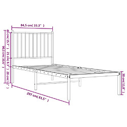 vidaXL Cadre de lit métal sans matelas avec tête de lit noir 80x200 cm pas cher