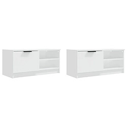 Avis vidaXL Meubles TV 2 pcs Blanc 80x35x36,5 cm Bois d'ingénierie