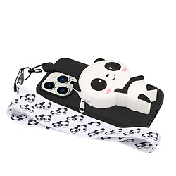 Coque en silicone motif de dessin animé, anti-chocs avec lanière pour votre iPhone 14 Pro Max - Panda