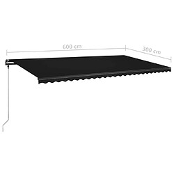 vidaXL Auvent manuel rétractable sur pied 600x300 cm Anthracite pas cher