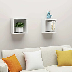 Maison Chic Lot de 2 Étagères cube murales,Etagère de rangement flottantes Blanc 30x15x30 cm -MN98801