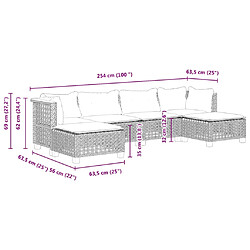 vidaXL Salon de jardin 6 pcs avec coussins gris résine tressée pas cher