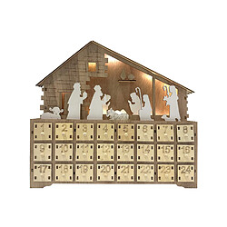 Mobili Rebecca Rebecca Mobili Calendrier De L'avent Avec 24 Tiroirs Et Crèche En Bois Sculpté Décoration De Noël