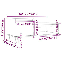 vidaXL Table basse Chêne marron 100x50x45 cm Bois d'ingénierie pas cher