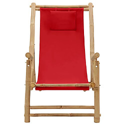 Maison Chic Chaise de terrasse jardin,fateuill d'extérieur Bambou et toile Rouge -GKD83312