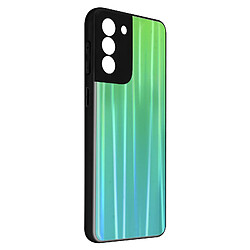 Avizar Coque Samsung Galaxy S21 Bi-matière Holographique Brillant Fine Légère Vert