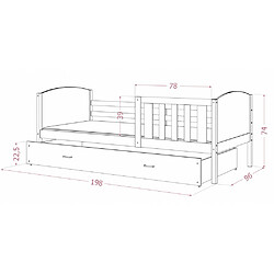 Avis Kids Literie Lit Enfant Tami 90x190 ( Sans Matelas ) Gris - blanc Livré avec le sommiers et tiroir.