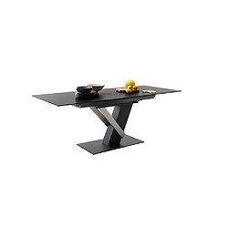 Acheter Inside 75 Table repas MACHIRO 160(210) cm céramique anthracite pied MDF noir mat acier brossé