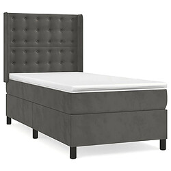 Maison Chic Lit adulte- Lit + matelas,Sommier à lattes de lit et matelas Gris foncé 90x200 cm Velours -GKD28054