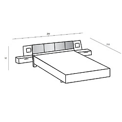 Avis Inside 75 Lit futon AURELIA chêne flagstaff 160 x 200 cm + éclairage + chevets + coussin