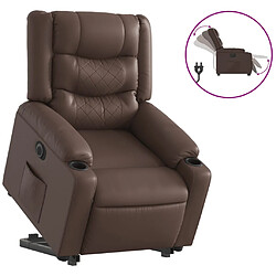 vidaXL Fauteuil inclinable électrique marron similicuir