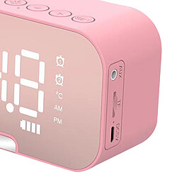 Acheter Haut-parleur Bluetooth Extérieur Stéréo Basse Numérique LED Réveil Radio FM Rose