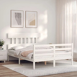 Avis Maison Chic Cadre/structure de lit avec tête de lit pour adulte - Lit Moderne Chambre blanc petit double bois massif -MN29879