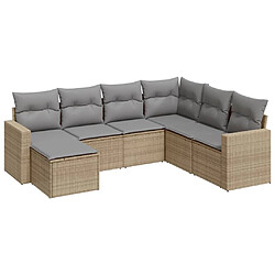 Maison Chic Salon de jardin avec coussins 7 pcs | Ensemble de Table et chaises | Mobilier d'Extérieur beige résine tressée -GKD84434