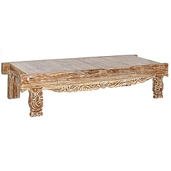 Pegane Table basse, table de salon en bois recyclé coloris Blanc, naturel - longueur 200 x profondeur 70 x Hauteur 45 cm