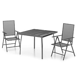 Salle à manger de jardin 3 pcs,Table et chaise à dîner anthracite acier -MN51186