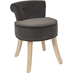 The Home Deco Factory Tabouret bas en velours Eleonor Gris anthracite. Tabouret bas en velours Eleonor Gris anthracite