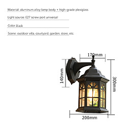 Avis Universal Applique murale pour balcon de jardin, E27 sans ampoule, étanche pour terrasse extérieure, rétro pour couloir extérieur, noir(Le noir)