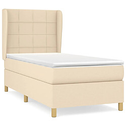 vidaXL Sommier à lattes de lit avec matelas Crème 90x200 cm Tissu