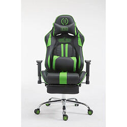 Decoshop26 Fauteuil de bureau gamer avec repose-pieds extensible mécanisme de bascule en PVC noir / vert 10_0002744