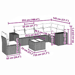 Acheter vidaXL Salon de jardin avec coussins 7 pcs gris clair résine tressée