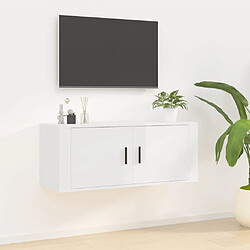 vidaXL Meuble TV mural Blanc brillant 100x34,5x40 cm