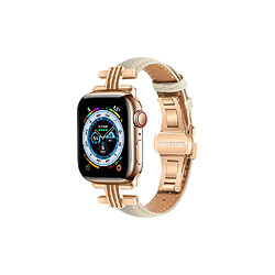 Eko Bracelet pour Apple Watch 38/40/41mm en cuir à boucle déployante Beige