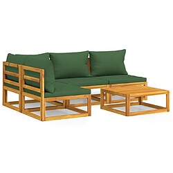 Maison Chic Salon de jardin 5 pcs + coussins - Mobilier/Meubles de jardin - Table et chaises d'extérieur vert bois massif -MN51381