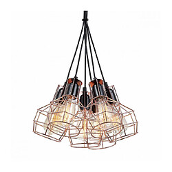 Luminaire Center Suspension industrielle et rétro Perifo Noir, cuivre 6 ampoules