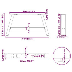 vidaXL Pieds de table basse forme de A 2 pcs noir 70x(30-31) cm acier pas cher