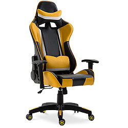 ICONIK INTERIOR Chaise de bureau Gaming ergonomique inclinable à 180° Jaune