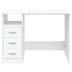 Acheter Maison Chic Bureau solide,Table de travail,Bureau d'ordinateur avec tiroirs Blanc 102x50x76 cm Bois d'ingénierie -GKD53980