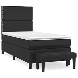 vidaXL Sommier à lattes de lit avec matelas Noir 90x200 cm Similicuir