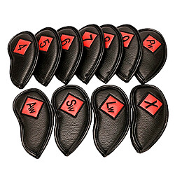 Acheter Golf Iron Headcover Club Head Cover Protection Autocollant Fermeture Noir + Rouge