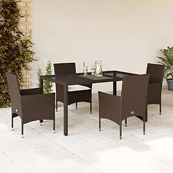 vidaXL Ensemble à manger de jardin et coussins 5pcs marron rotin verre