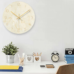 Acheter Horloge Murale Moderne à Quartz Silencieux De 12 Po, Verre Non Coutil, Beige Marbré