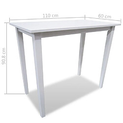 vidaXL Set table et 4 chaises de bar en bois coloris blanc pas cher