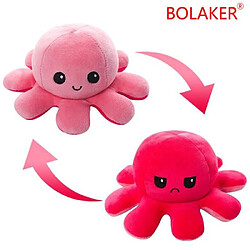 RedMiter Peluche douce pieuvre réversible BOLAKER® 20cm, Rose et rouge