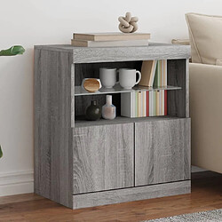 Maison Chic Commode Buffet - Meuble de rangement avec lumières LED sonoma gris 60x37x67 cm -GKD94897