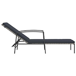 Avis vidaXL Chaise longue de jardin avec coussin Résine tressée Gris