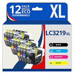 123CONSOMMABLES - LC3219XL Cartouches encre compatible avec Brother LC3219XL LC3219 LC3217 pour Brother MFC-J5330DW, J5730DW, J6930DW, J5930DW, J6530DW, J6935DW (3 Noir / 3 Cyan / 3 Magenta / 3 Jaune)