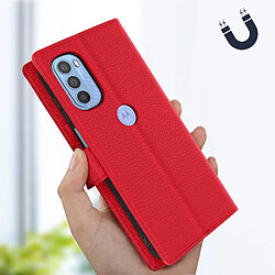 Avizar Housse Motorola Moto G31 et G41 Clapet Portefeuille Stand Vidéo rouge pas cher