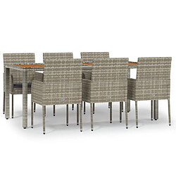 Maison Chic Mobilier à dîner 7 pcs de jardin avec coussins - Ensemble table et chaises d'extérieur - Salon/Mobilier de jardin classique gris rotin -MN47895