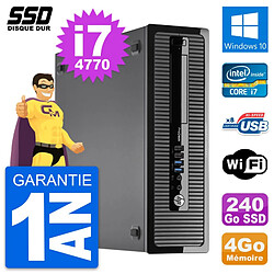 PC HP ProDesk 400 G1 SFF Intel Core i7-4770 RAM 4Go SSD 240Go Windows 10 Wifi - Occasion