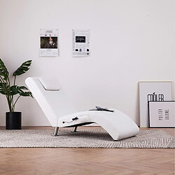 Maison Chic Chaise longue de massage avec oreiller| Bain de soleil Relax | Transat Blanc Similicuir -GKD79926