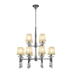 Avis Luminaire Center Suspension Tiffany 2 Tier 12+12 Ampoules E14+G9, chrome poli avec Abat jour blancs & cristal transaparent