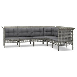 Maison Chic Salon de jardin 6 pcs + coussins - Mobilier/Meubles de jardin - Table et chaises d'extérieur Gris Résine tressée -MN23143