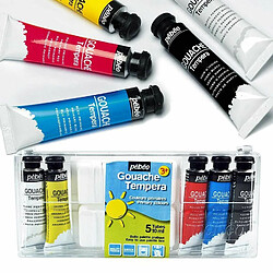 Pebeo 2 boîtes de 5 tubes de peinture gouache + palette - 5 x 10 ml