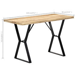 vidaXL Table à manger 120x60x76 cm Bois de manguier massif pas cher